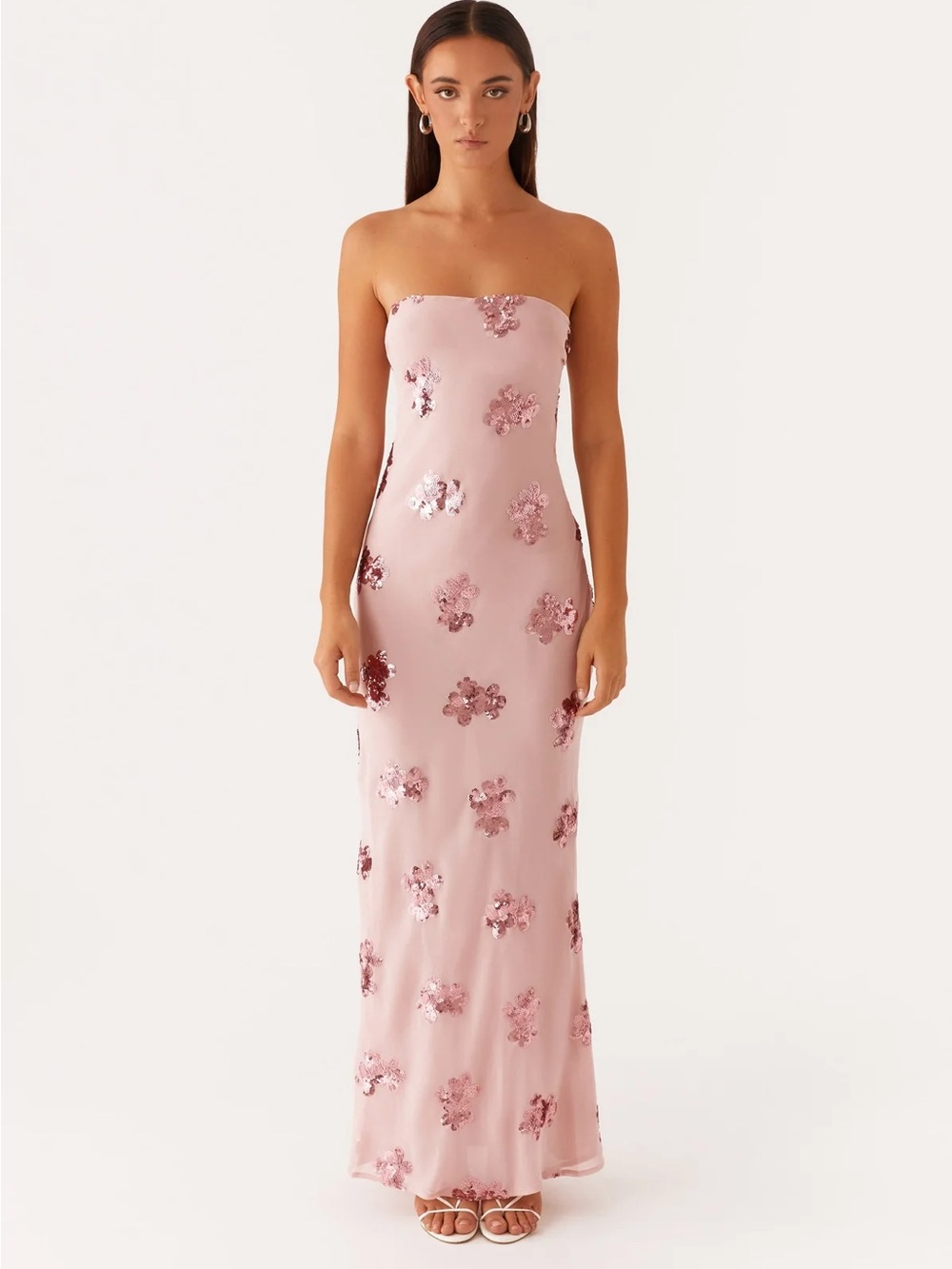 Peppermayo Sweet Escape Pink Sequin Maxi Dress
